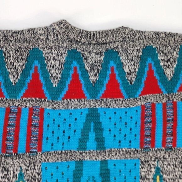 COOGI Australia Men's Wool Knit Sweaters Size M Gray Geometric Crewneck pullover - Picture 7 of 12